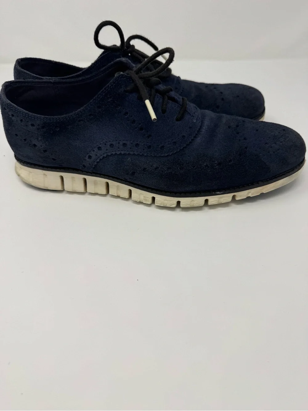 Cole Haan Navy Suede Brogue Derby Shoes
